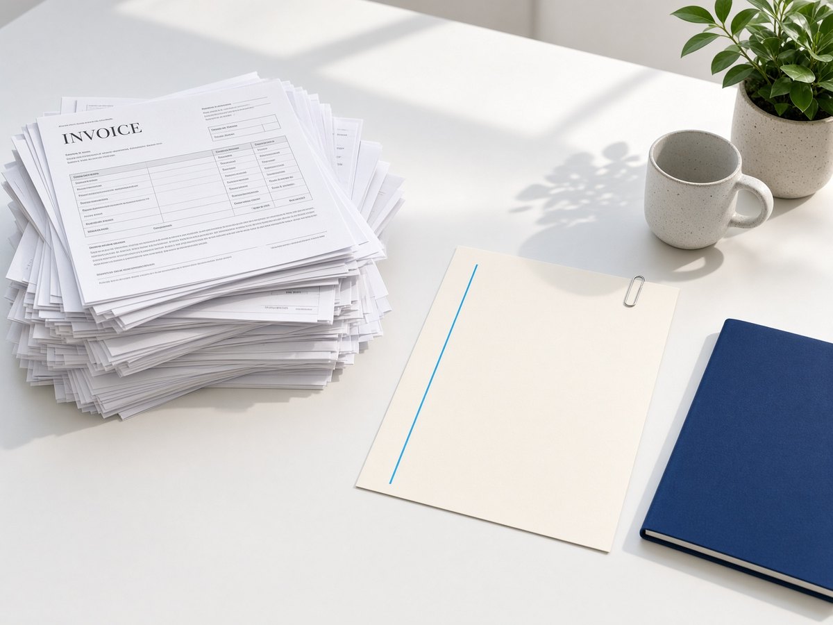 A messy stack of papers simplified into one neat working sheet.